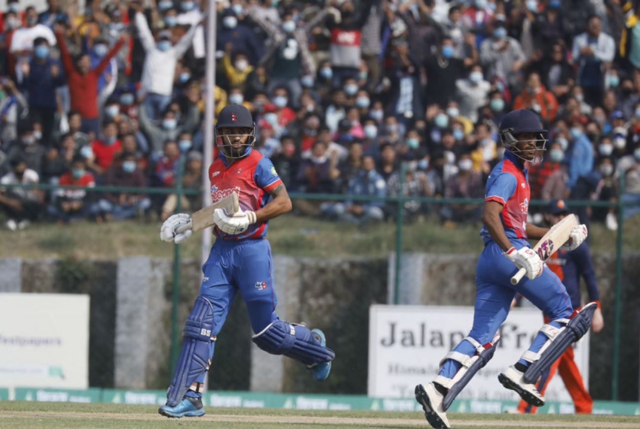 नेदरल्याण्ड्सविरुद्ध नेपालको विशाल योगफल, यी खेलाडी बने पहिलो पारीका हिरो